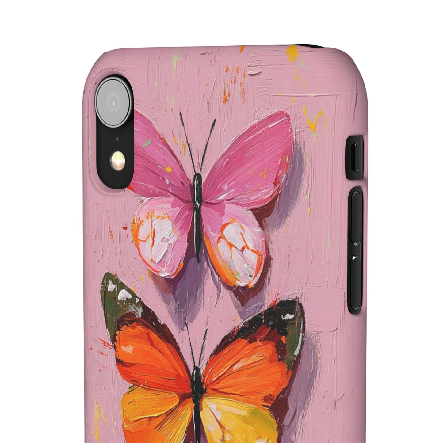 Pink Butterfly Snap Case Cover For iPhone and Samsung