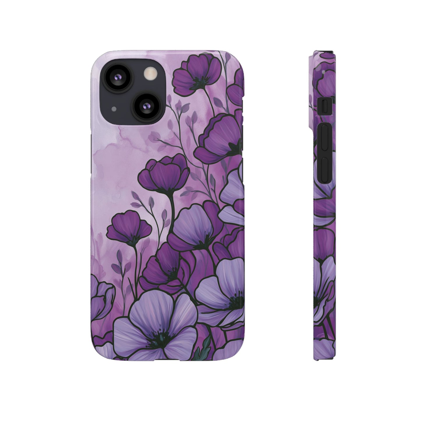 Purple Floral Phone Case – Violet Watercolor Poppy Snap Case