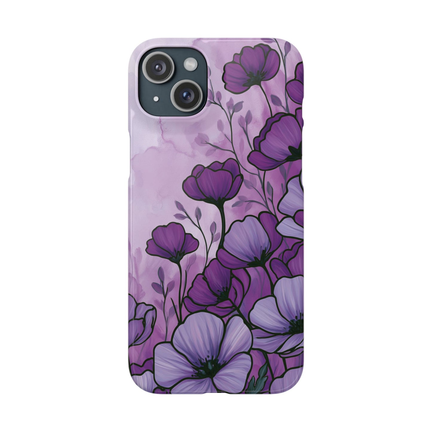 Purple Floral Phone Case – Violet Watercolor Poppy Snap Case