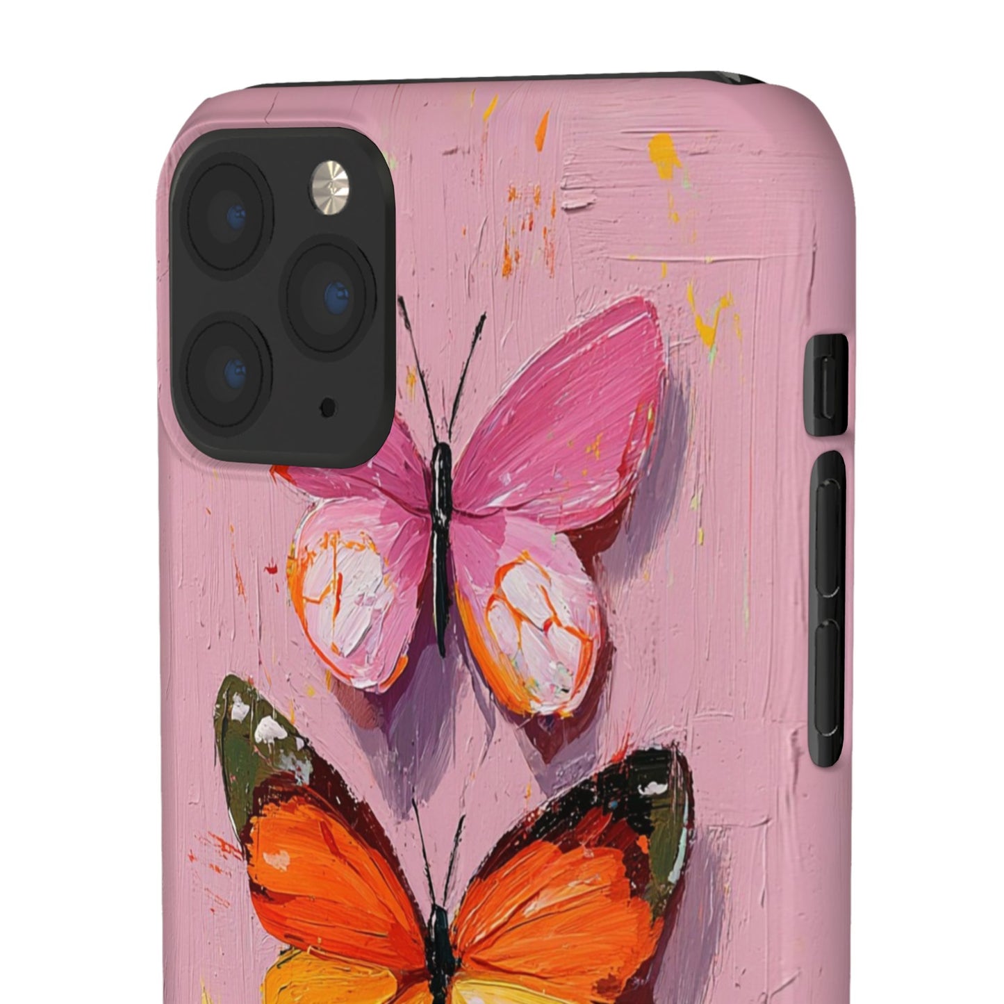 Pink Butterfly Snap Case Cover For iPhone and Samsung