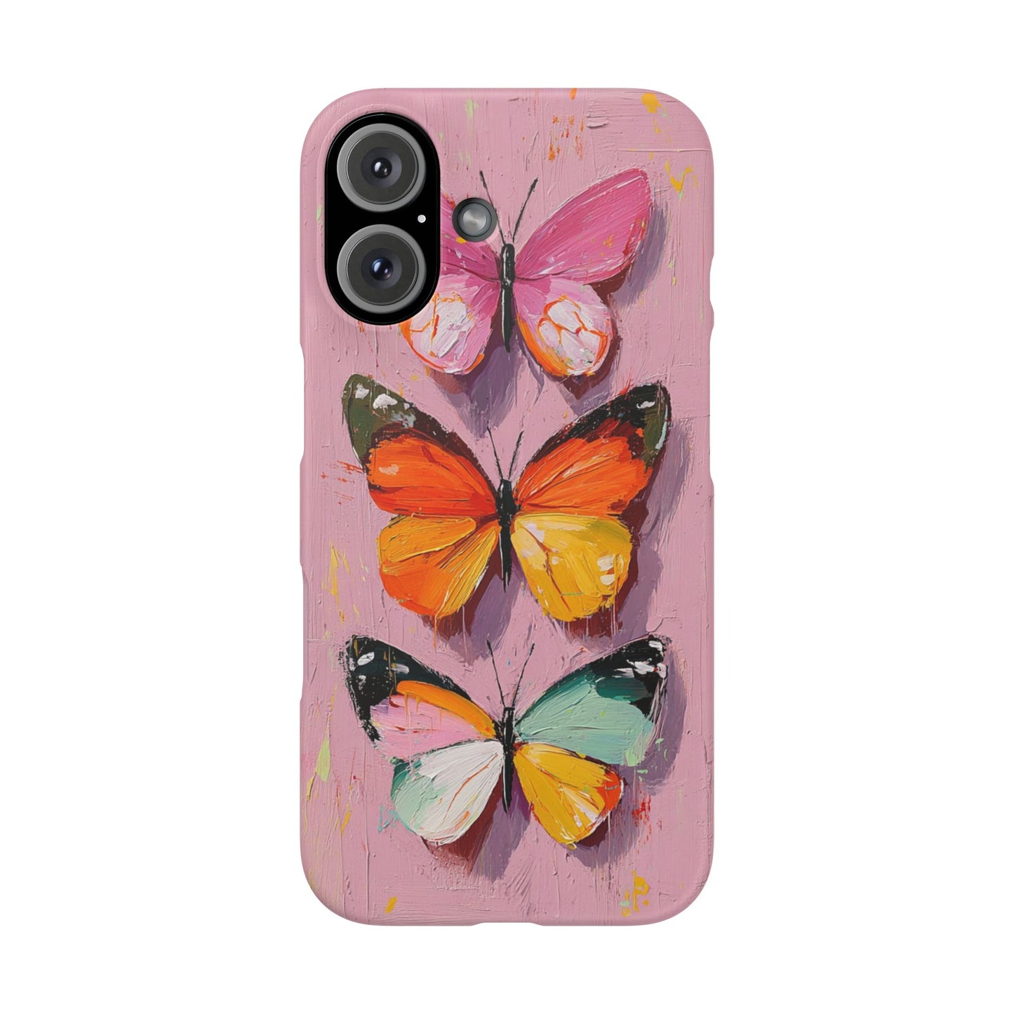 Pink Butterfly Snap Case Cover For iPhone and Samsung