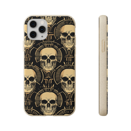 Skull Biodegradable Phone Case, Eco-Friendly iPhone Cover, Sustainable Gift, Cool Skull Design, Skull Art Accessories, Halloween Decor