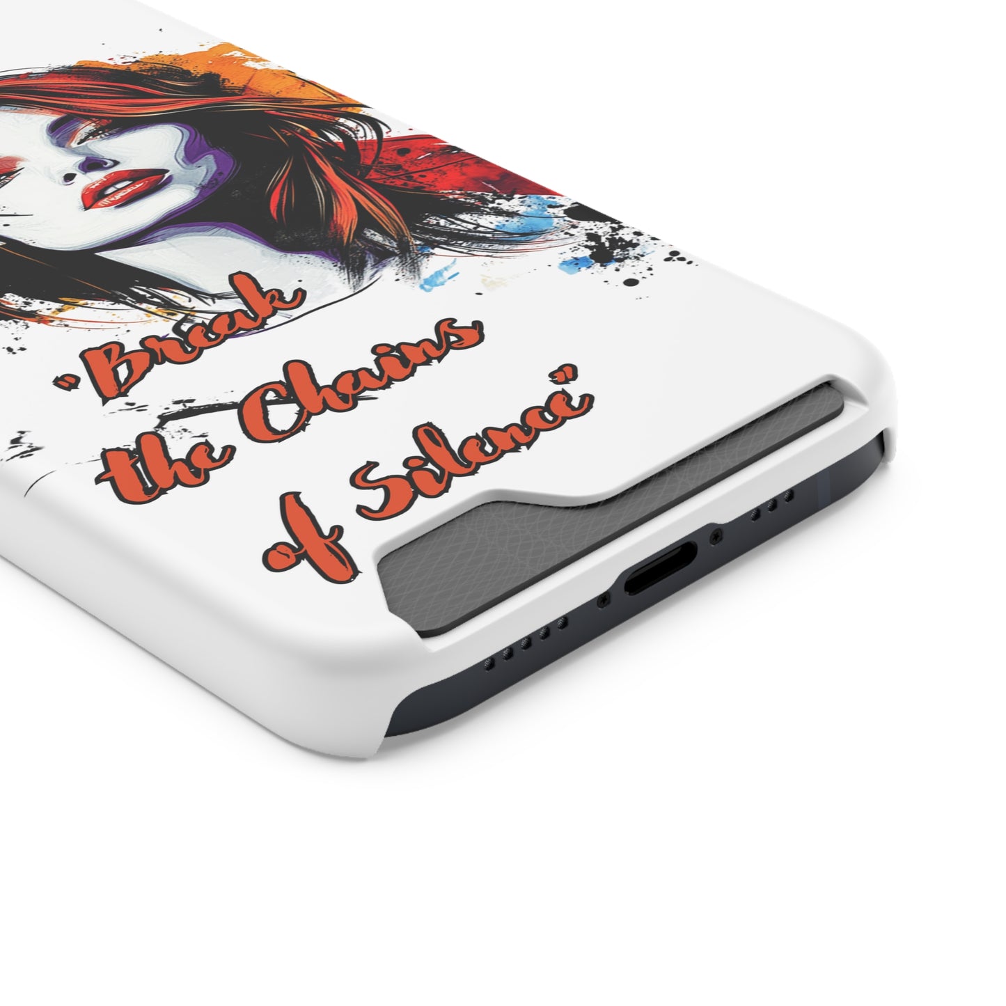Artistic Phone Case With Card Holder for Empowerment | Break the Chains of Silence, Trendy Gift for Friends, Unique Phone Accessories, [...]