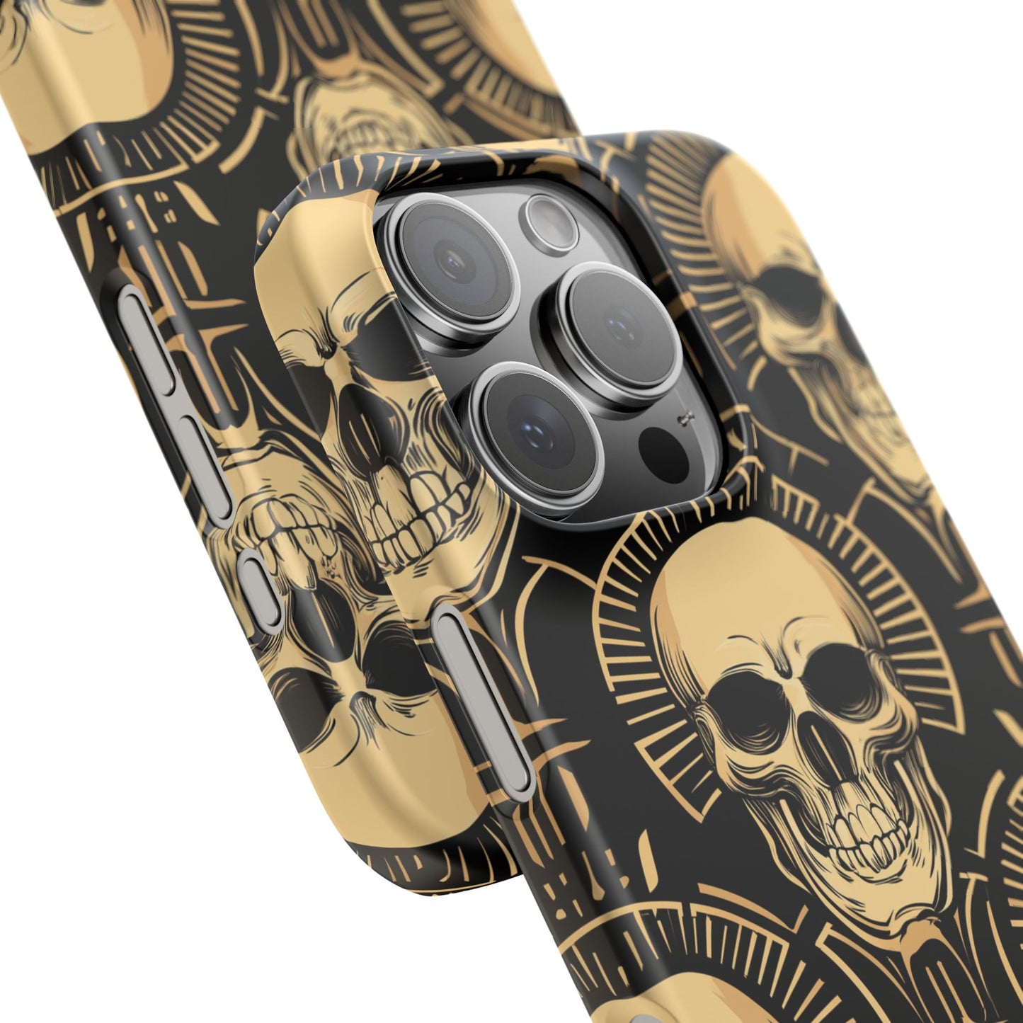 Skull Print Snap Case, Edgy Phone Cover for Goth Lovers, Protective Shell for Halloween, Unique Gift for Him or Her