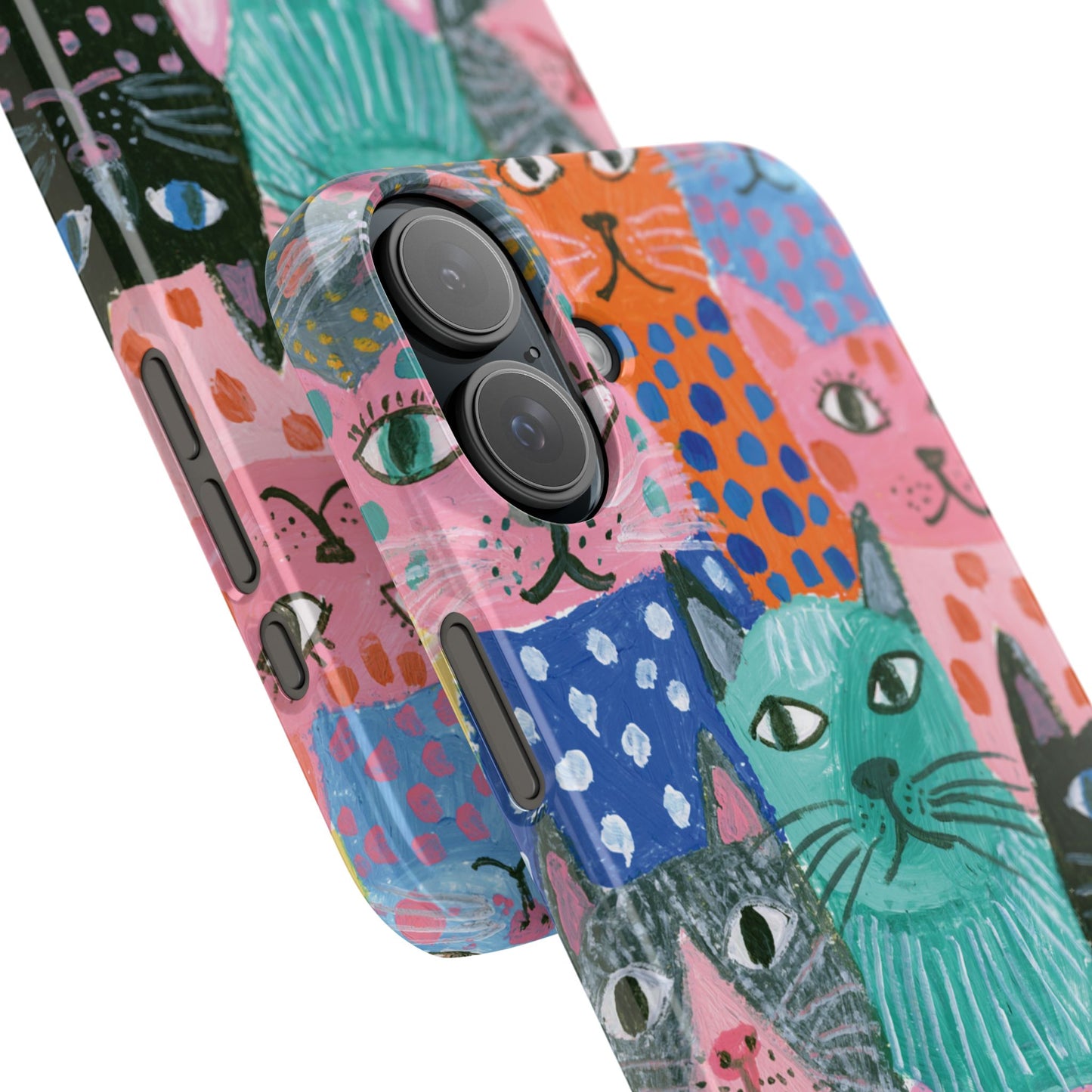 Colorful Cat Pattern Phone Case – Cute Multicolor Kitty Snap Case