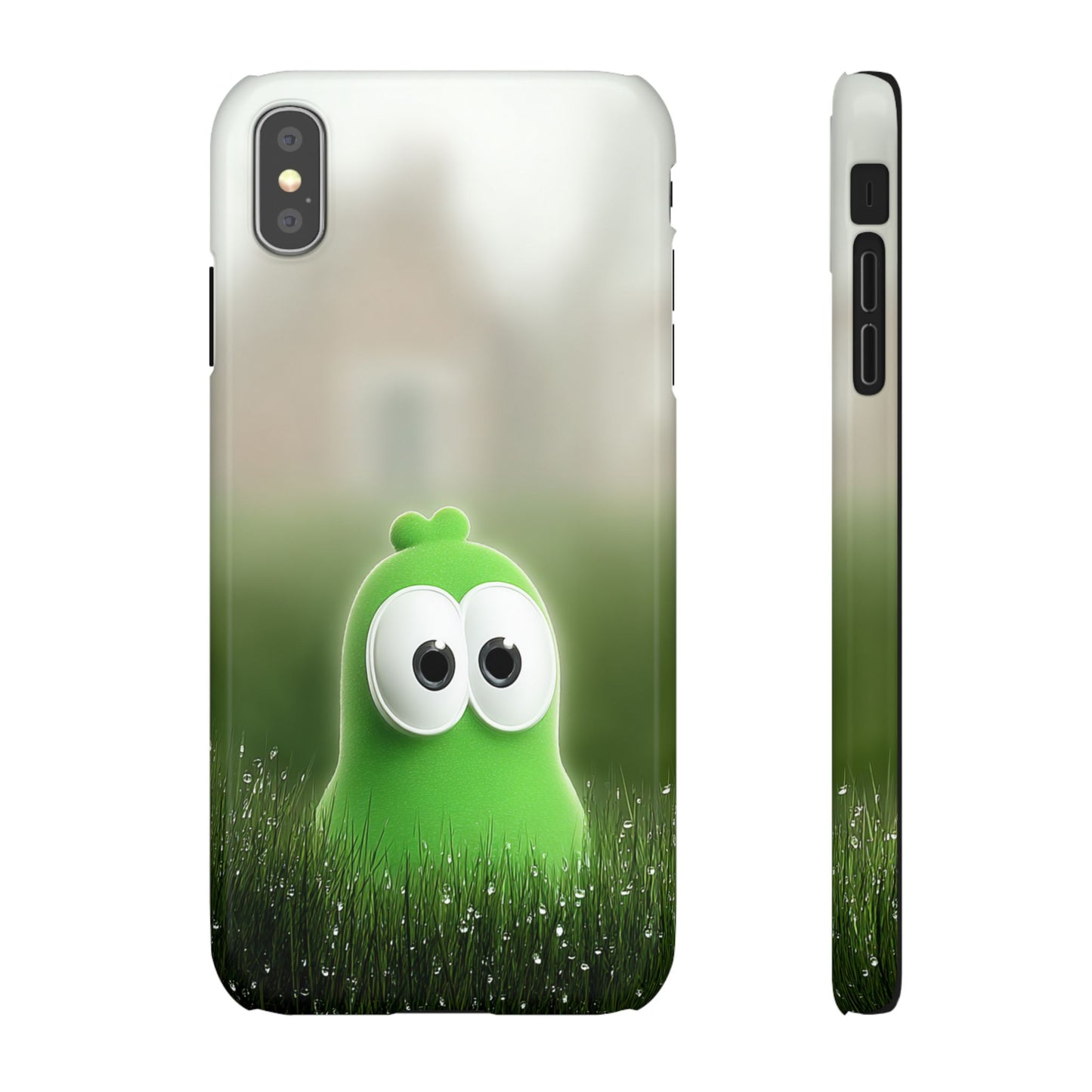 Cute Green Creature Phone Case, Snap Cases, Green Monster Phone Cover, Fun Phone Accessory, Playful Gift for Kids