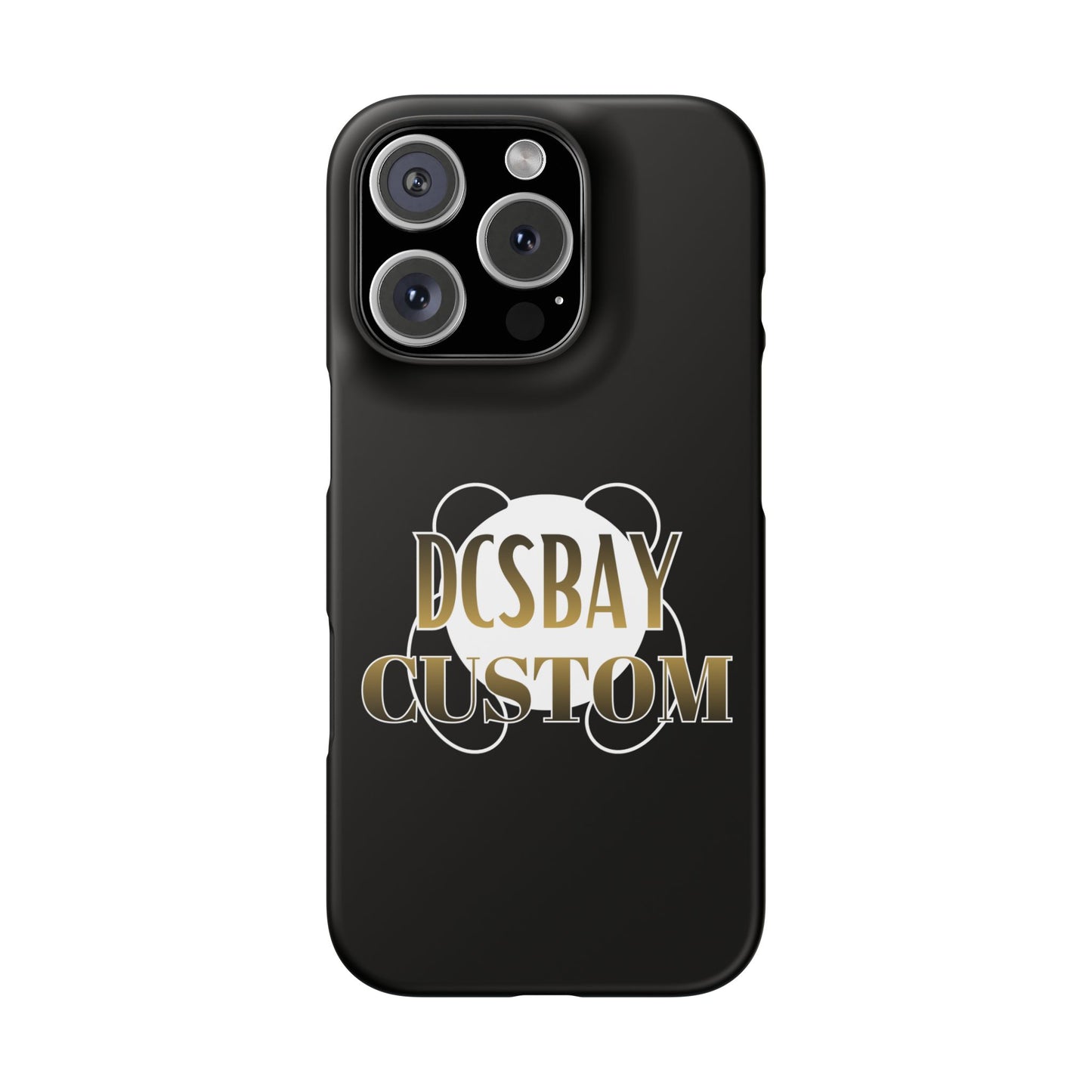 Phone Case — Glossy Black Custom "DCSBAY CUSTOM" Logo Snap Case