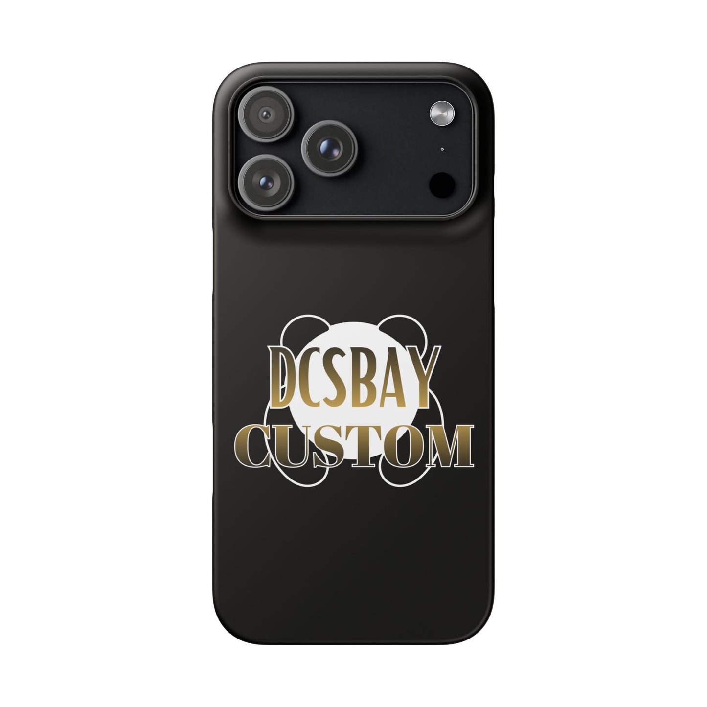 Phone Case — Glossy Black Custom "DCSBAY CUSTOM" Logo Snap Case