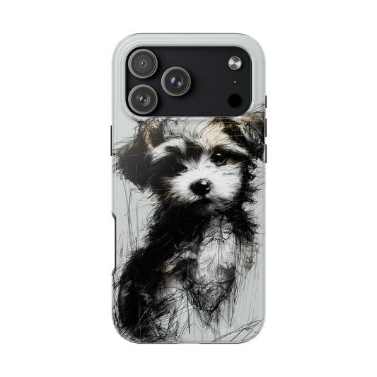 Maltipoo Art iPhone 17 Tough Phone Case — Vintage Grey