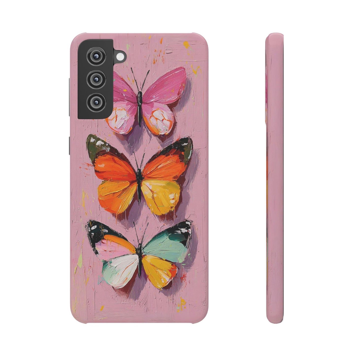Pink Butterfly Snap Case Cover For iPhone and Samsung
