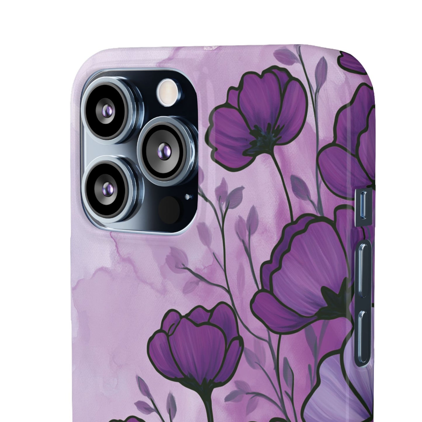 Purple Floral Phone Case – Violet Watercolor Poppy Snap Case