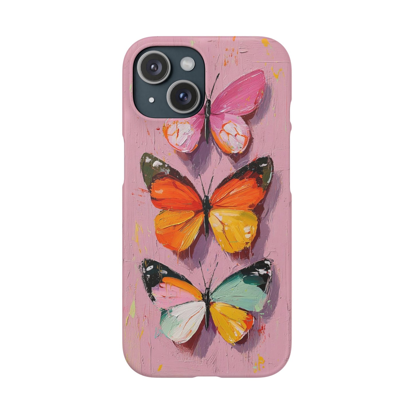 Pink Butterfly Snap Case Cover For iPhone and Samsung