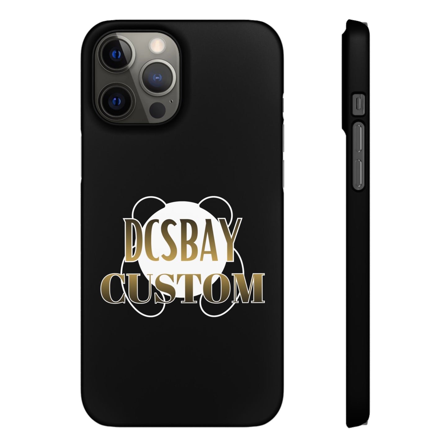Phone Case — Glossy Black Custom "DCSBAY CUSTOM" Logo Snap Case