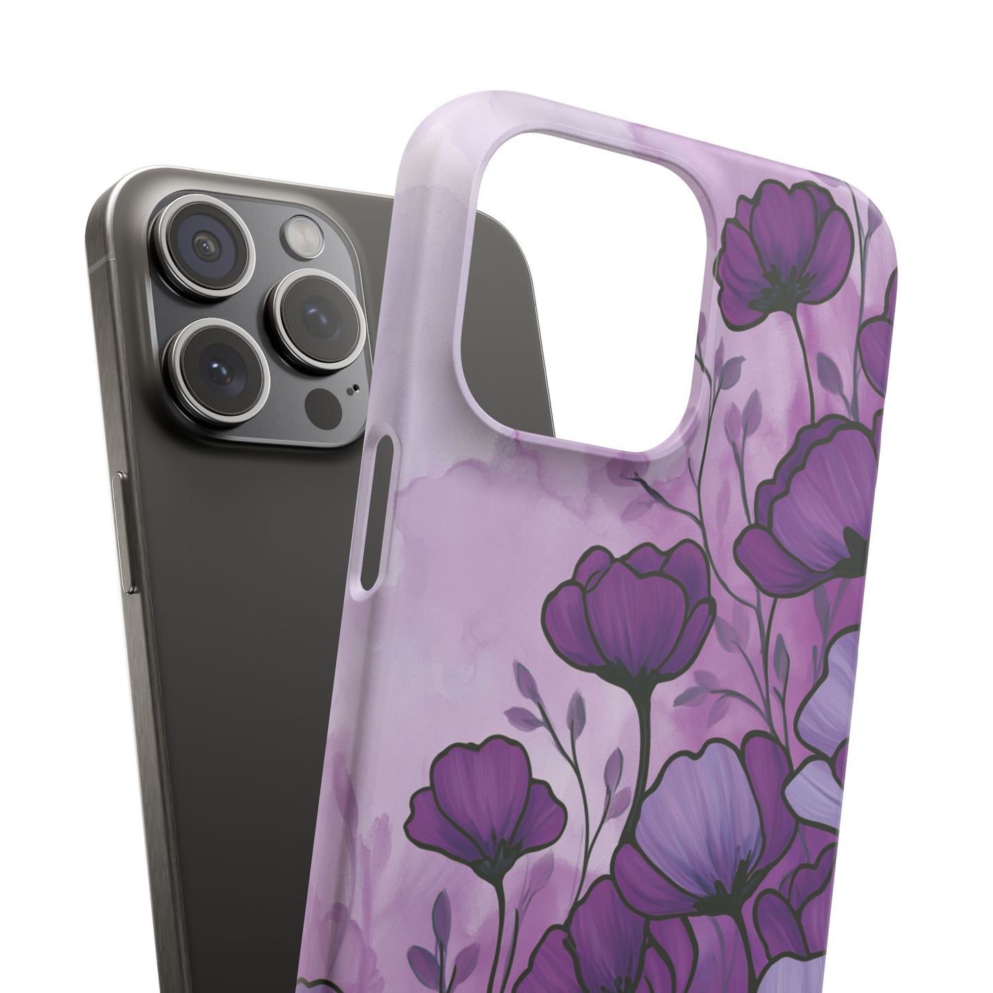 Purple Floral Phone Case – Violet Watercolor Poppy Snap Case