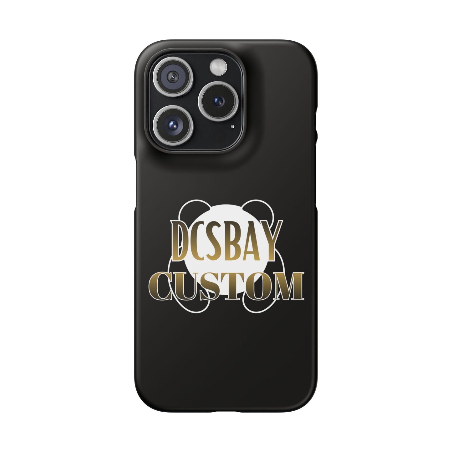 Phone Case — Glossy Black Custom "DCSBAY CUSTOM" Logo Snap Case