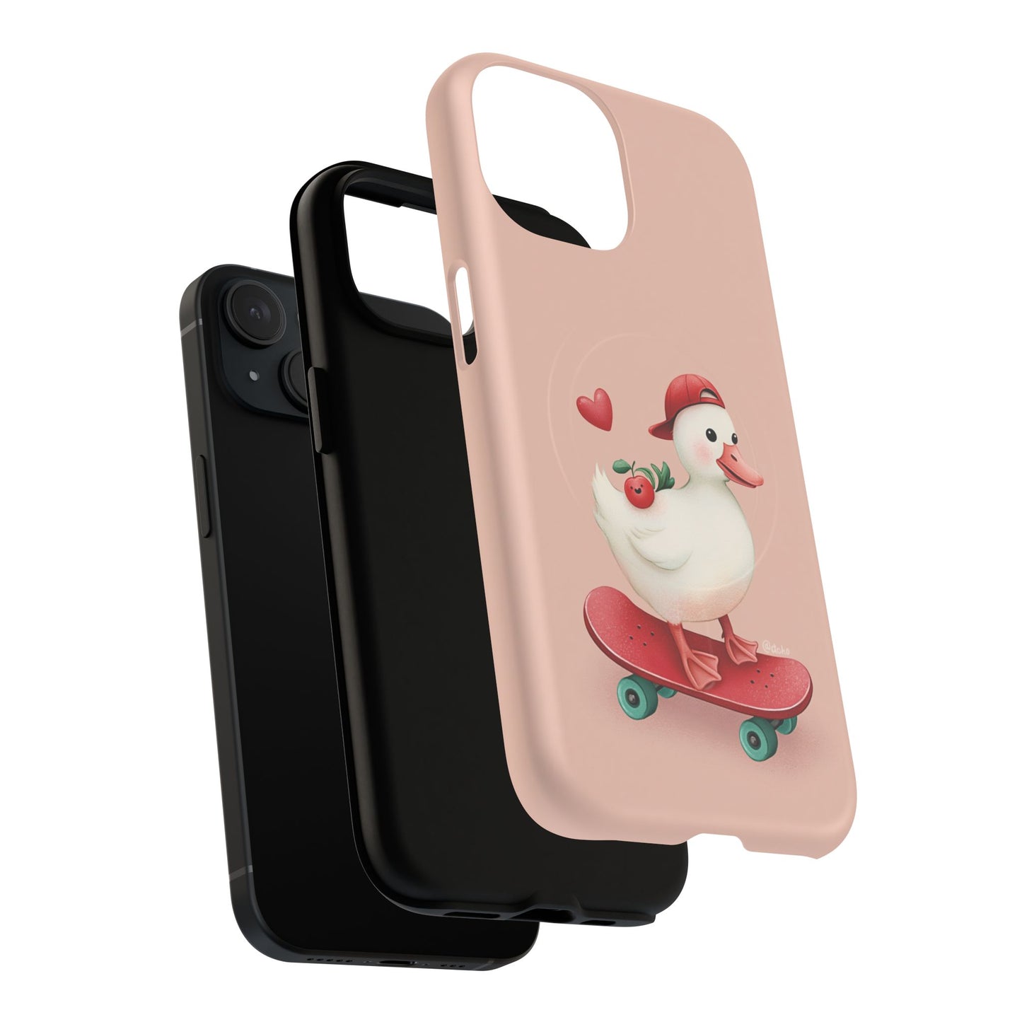 Duck Skateboard Magnetic Phone Case — Cute Pink Protective iPhone Cover