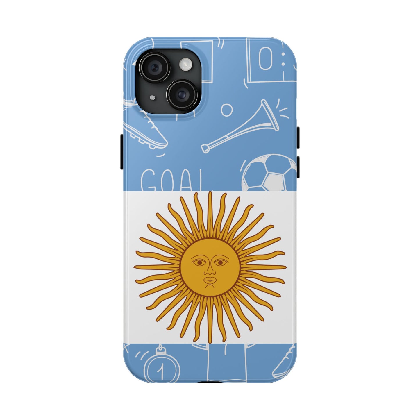 Argentina Flag Tough Phone Case — Soccer Sun Design, Durable Protective Phone Cover