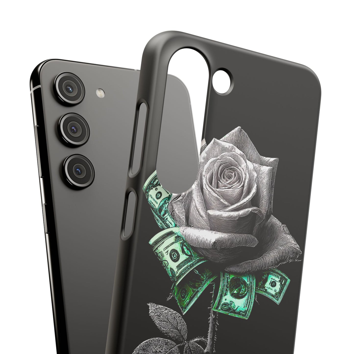 Stylish Rose & Money Snap Case - Floral Phone Protection, Trendy Gift for Him/Her, Birthday Present, Accessories for Teens
