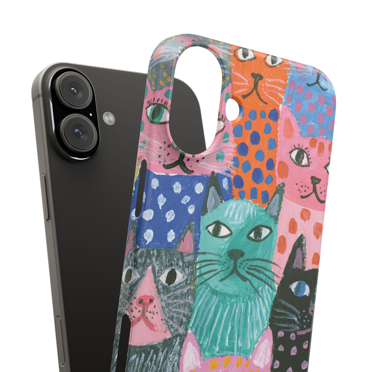 Colorful Cat Pattern Phone Case – Cute Multicolor Kitty Snap Case