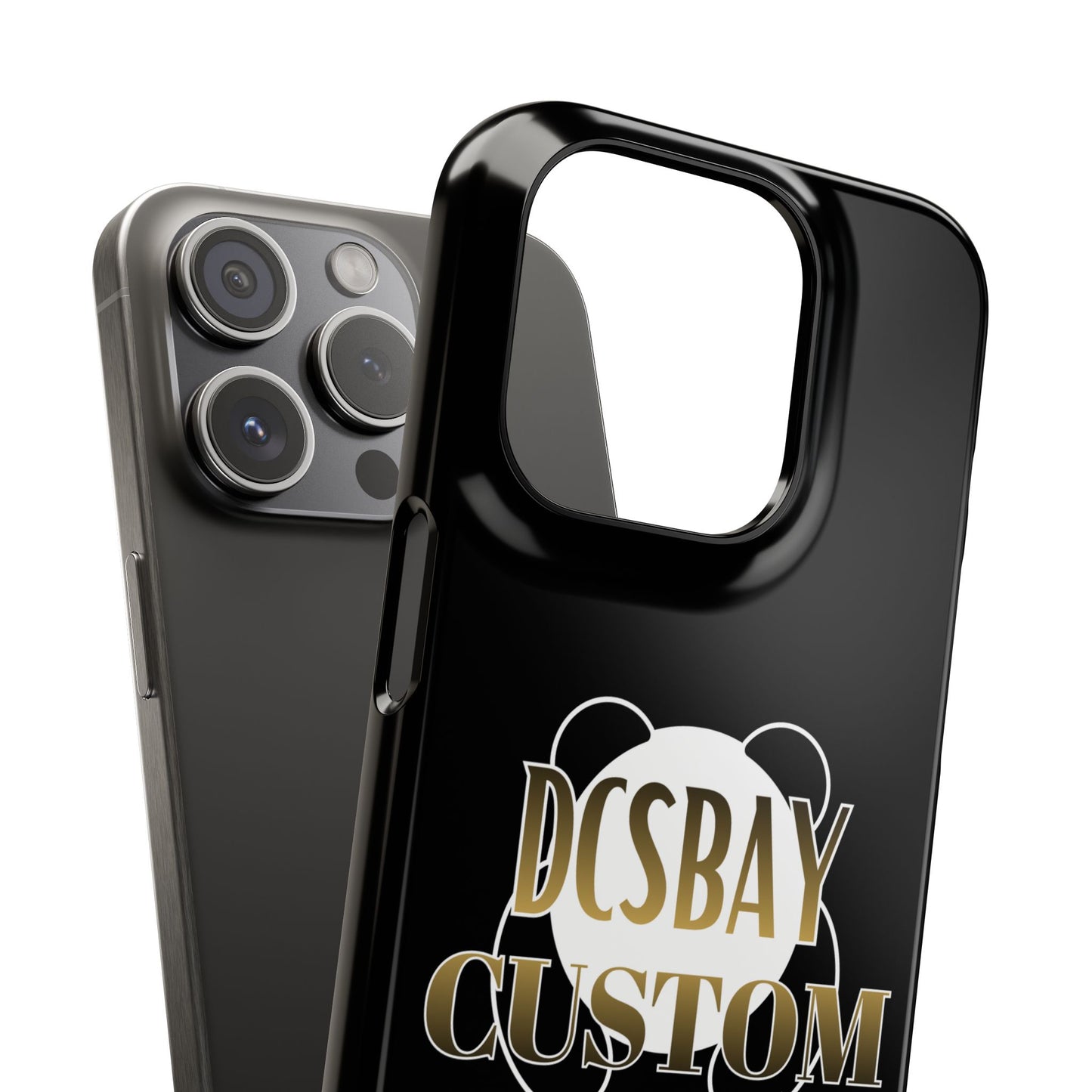 Phone Case — Glossy Black Custom "DCSBAY CUSTOM" Logo Snap Case