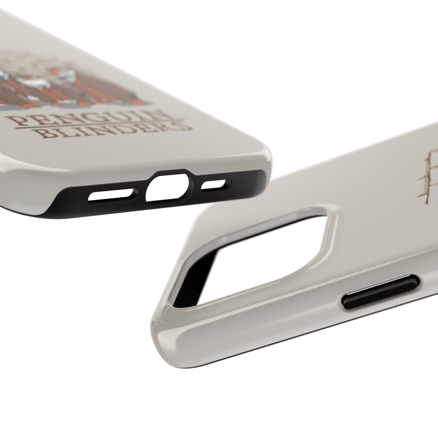 Penguin Blinders Vintage Grey Phone Case | iPhone 17 Tough Case