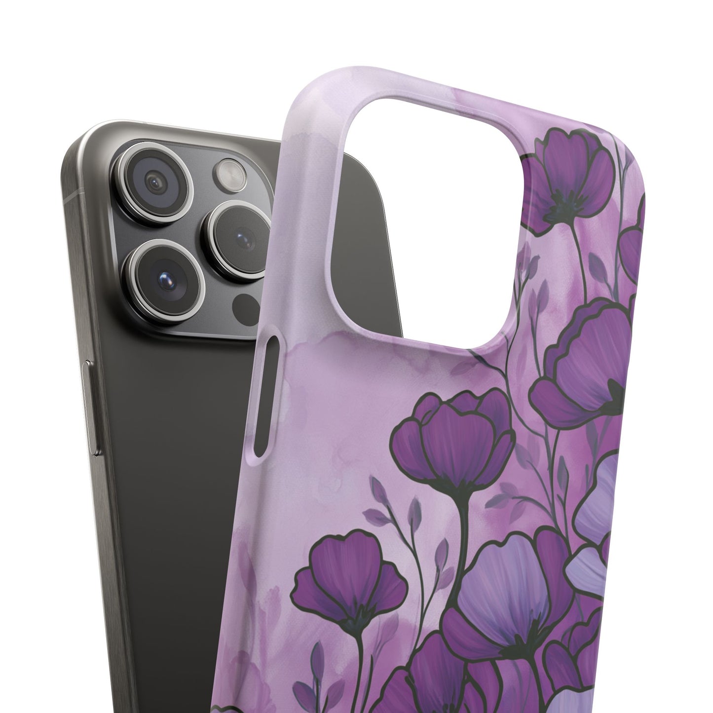 Purple Floral Phone Case – Violet Watercolor Poppy Snap Case