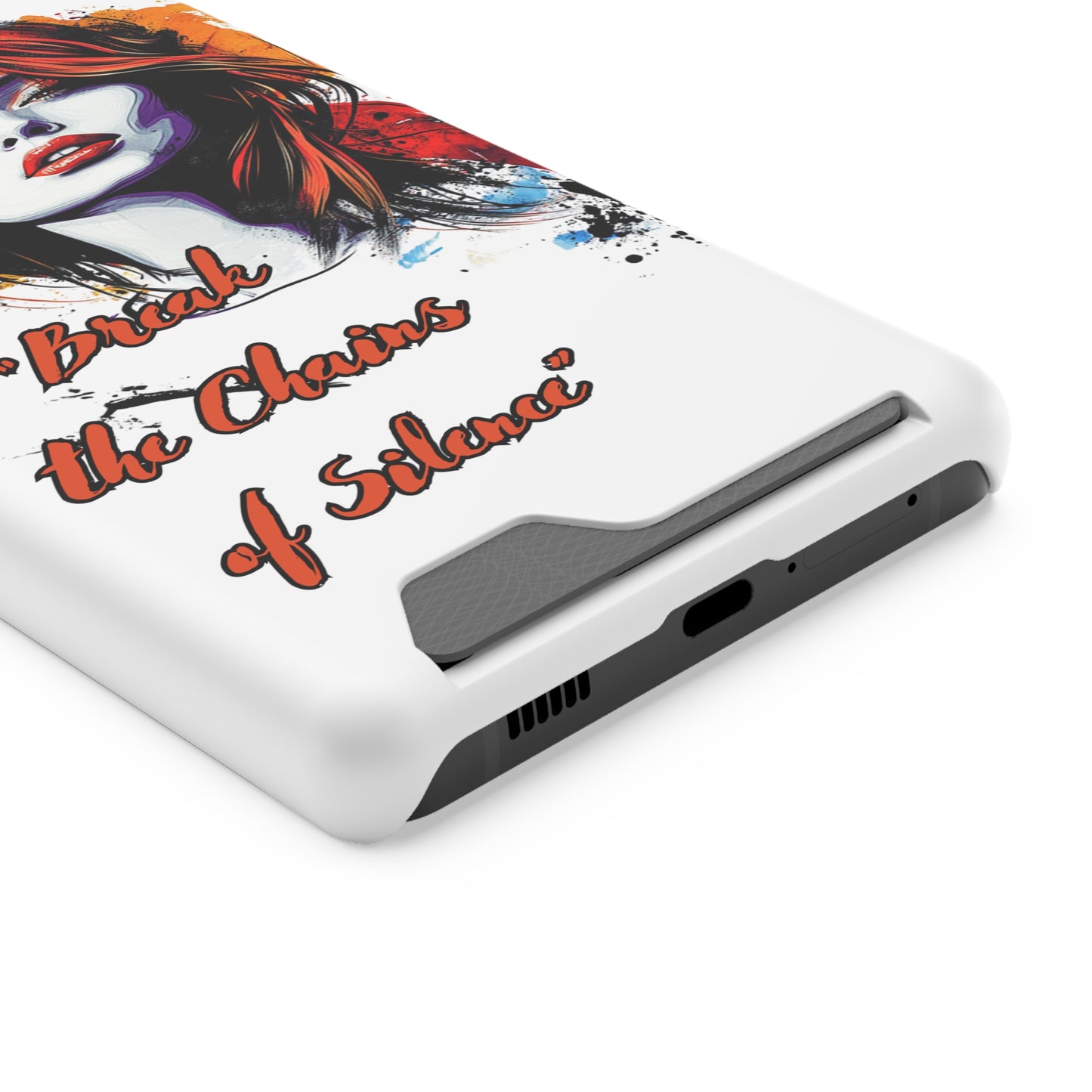 Artistic Phone Case With Card Holder for Empowerment | Break the Chains of Silence, Trendy Gift for Friends, Unique Phone Accessories, [...]