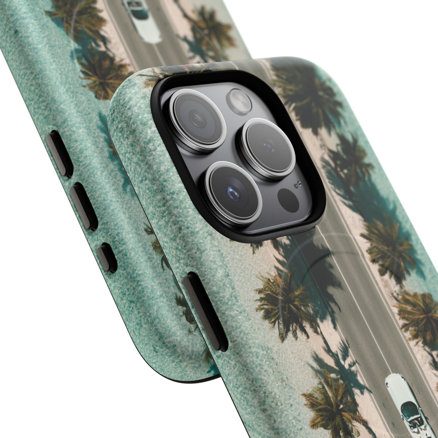 Palm Road Tough Magnetic Phone Case — Coastal Aerial Car Design