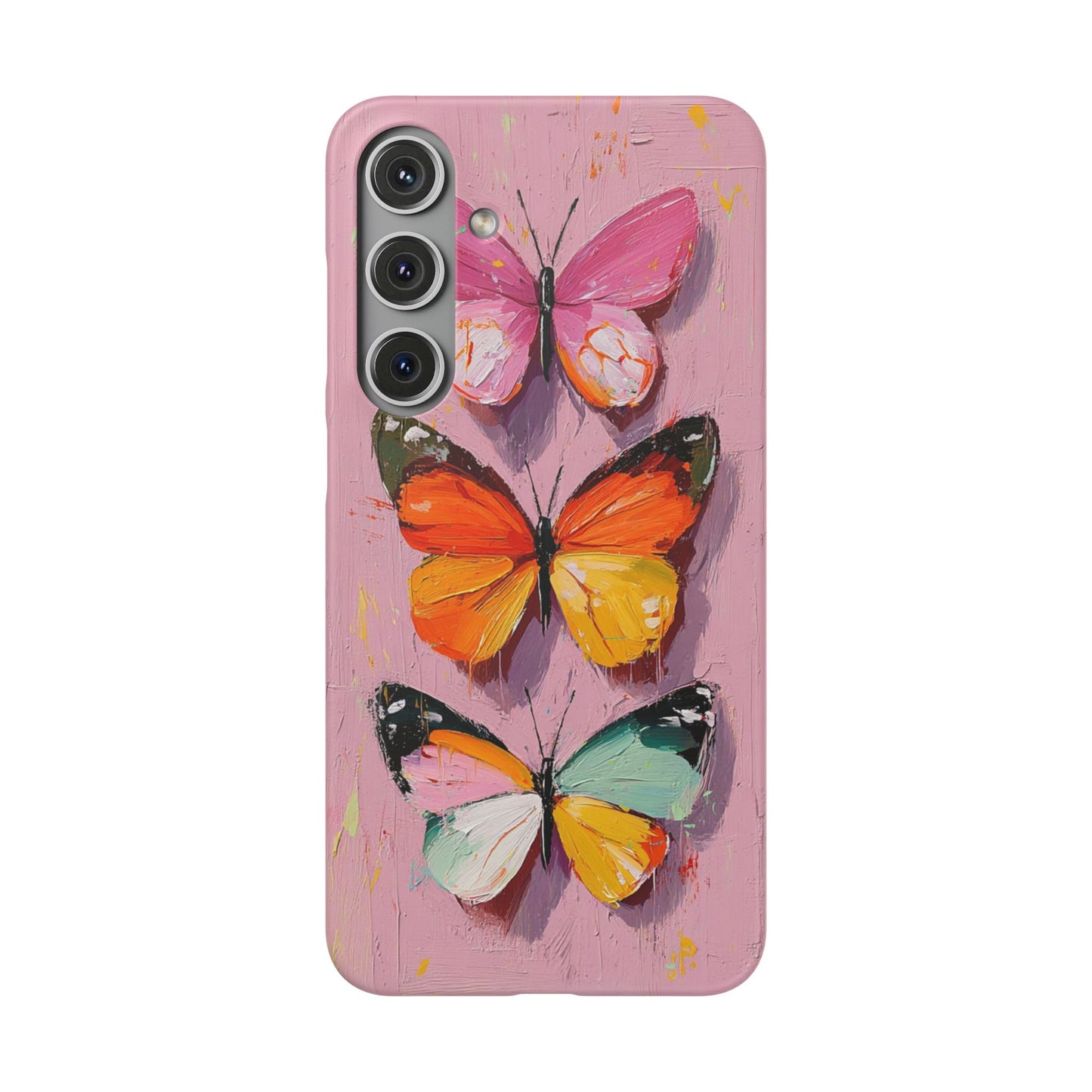 Pink Butterfly Snap Case Cover For iPhone and Samsung