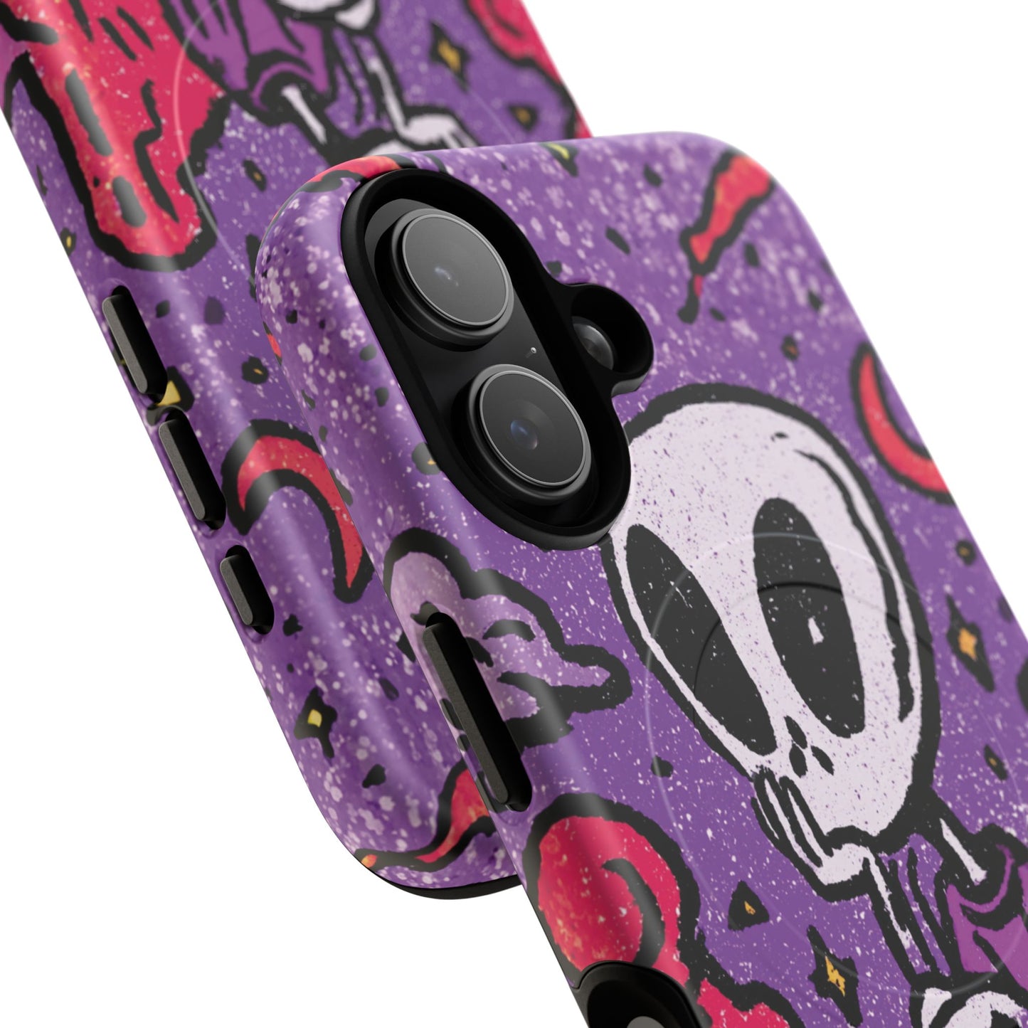 Alien Mushroom Phone Case — Cute Skeletal Space Illustration Tough Magnetic Case