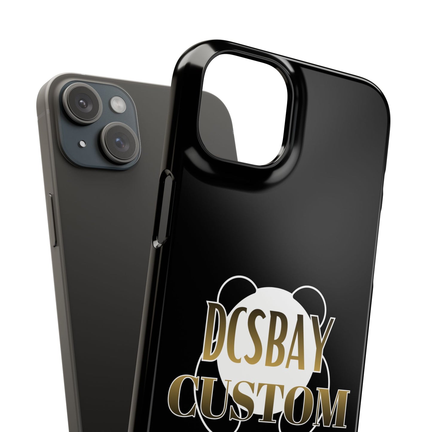 Phone Case — Glossy Black Custom "DCSBAY CUSTOM" Logo Snap Case