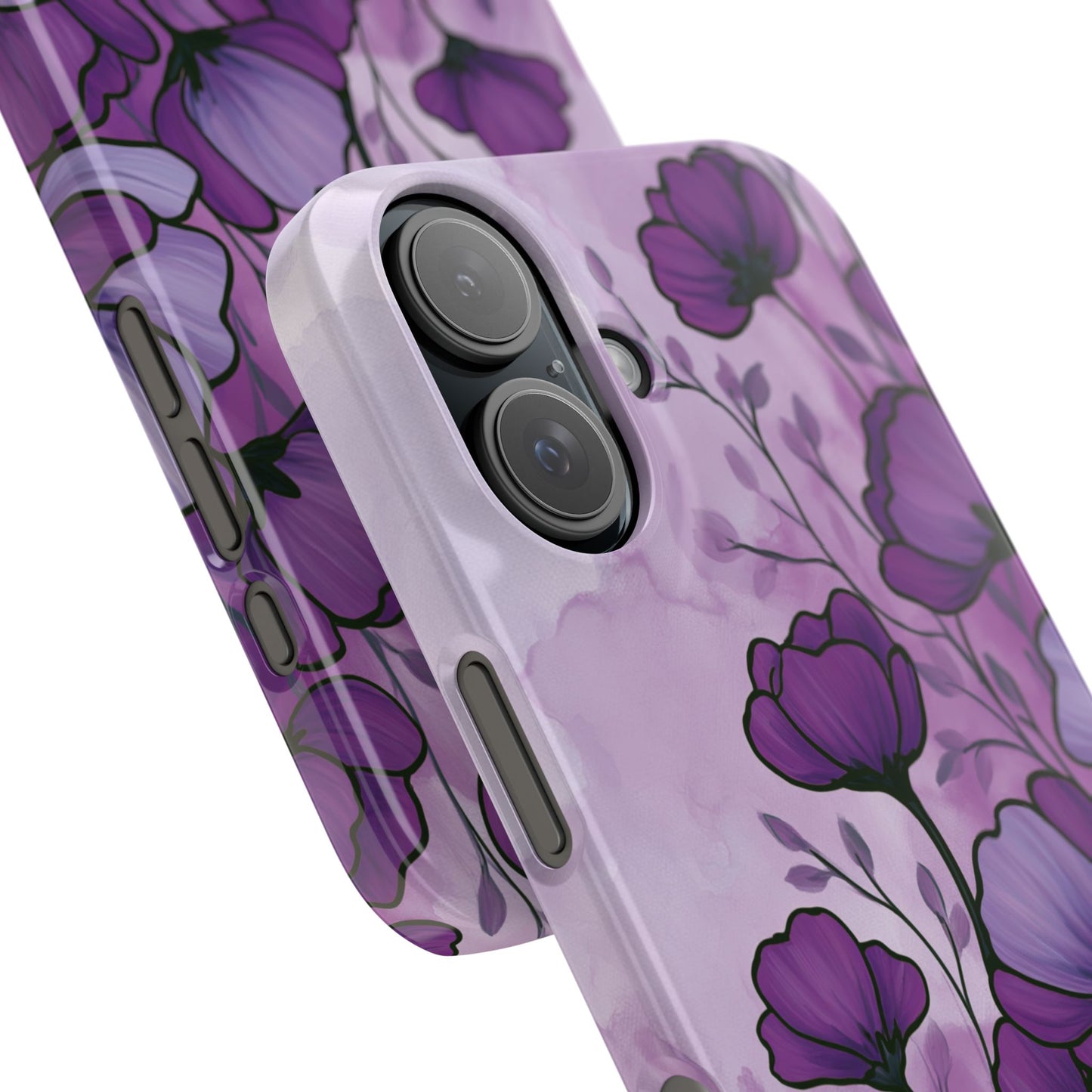 Purple Floral Phone Case – Violet Watercolor Poppy Snap Case