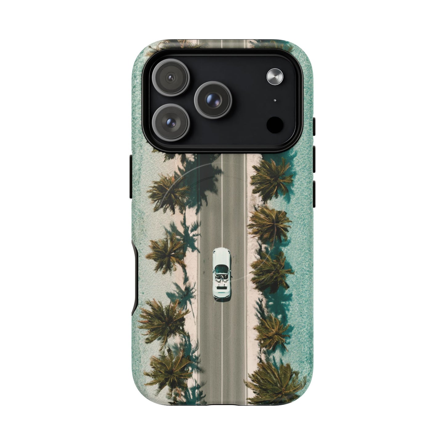 Palm Road Tough Magnetic Phone Case — Coastal Aerial Car Design