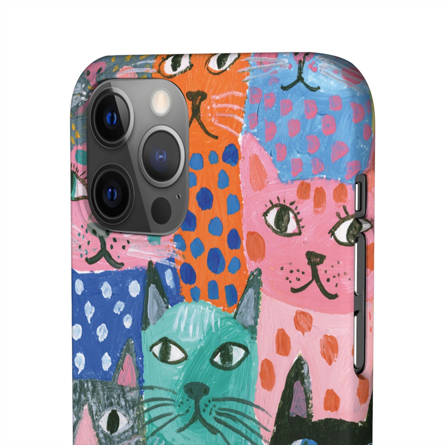 Colorful Cat Pattern Phone Case – Cute Multicolor Kitty Snap Case