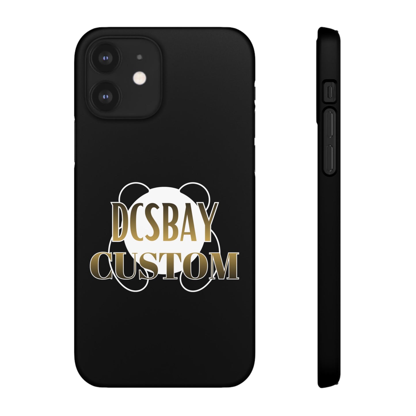 Phone Case — Glossy Black Custom "DCSBAY CUSTOM" Logo Snap Case