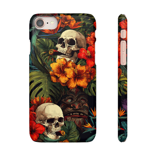 Tropical Skull Phone Case - Vibrant Floral Design, Skull Case for iPhone, Unique Tropical Art, Gift for Beach Lovers, Halloween Decor