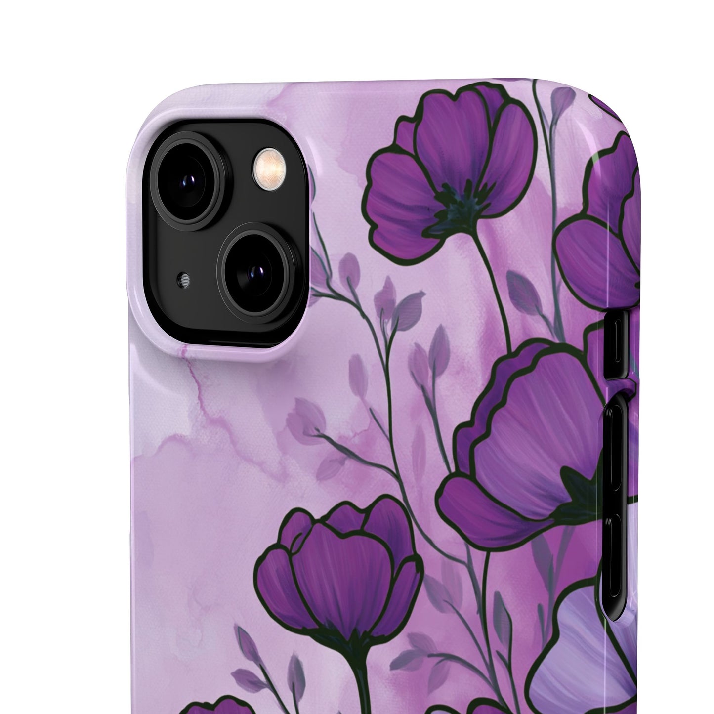Purple Floral Phone Case – Violet Watercolor Poppy Snap Case
