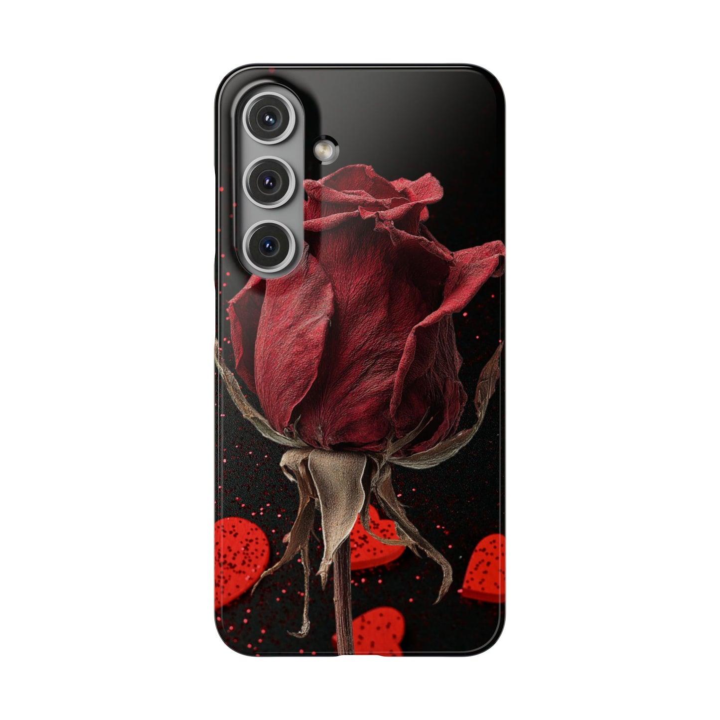Romantic Rose Snap Case, Floral Phone Cover, Valentines Day Gift, Trendy Mobile Accessory, Heart Design Case, Elegant Phone Protector