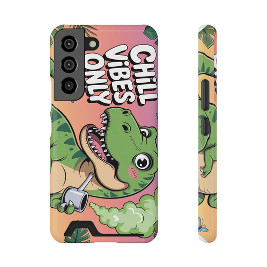 Chill Vibes Phone Case with Card Holder, Fun Dino Design for Teens, Cute Gift, Summer Vibes, Trendy Accessories