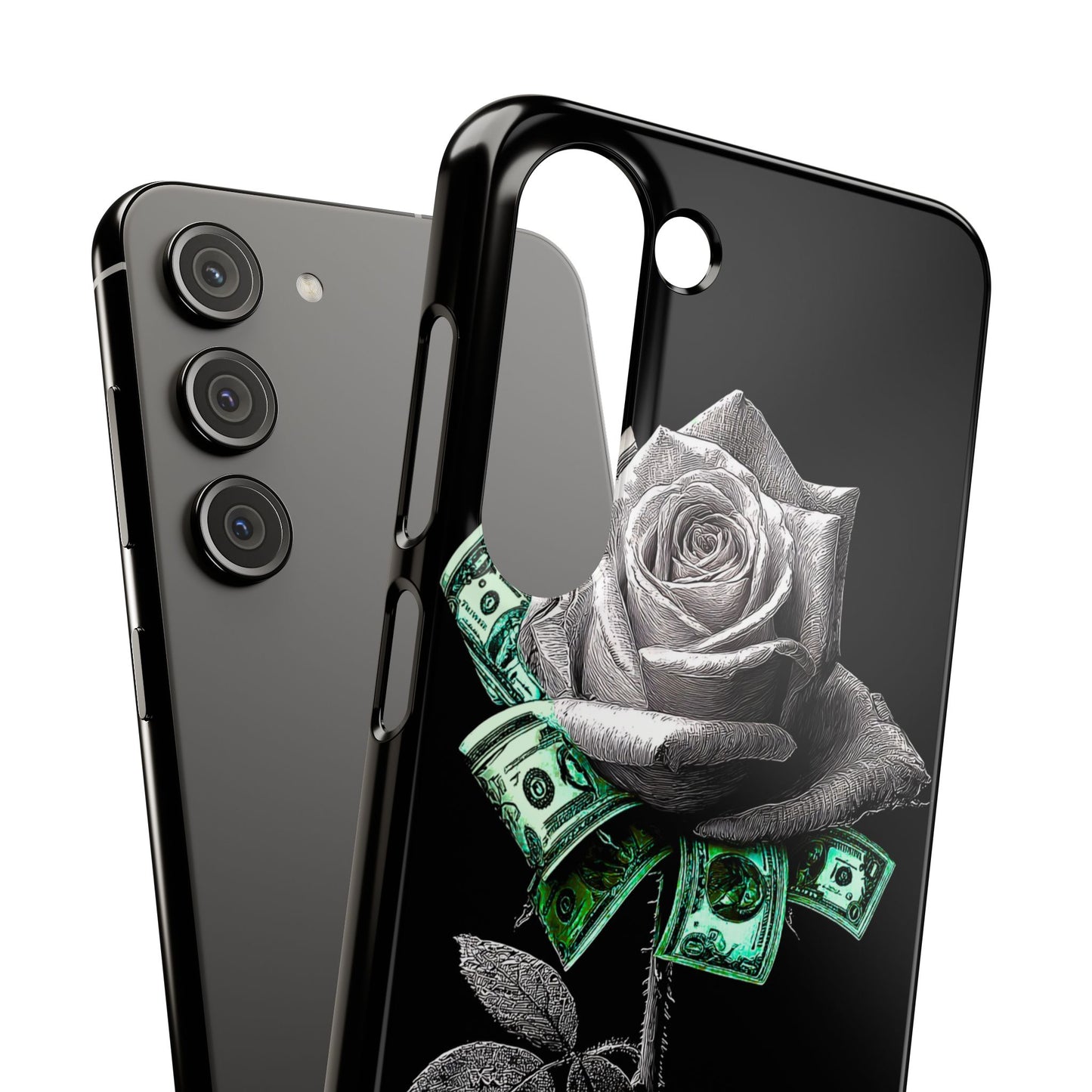 Stylish Rose & Money Snap Case - Floral Phone Protection, Trendy Gift for Him/Her, Birthday Present, Accessories for Teens