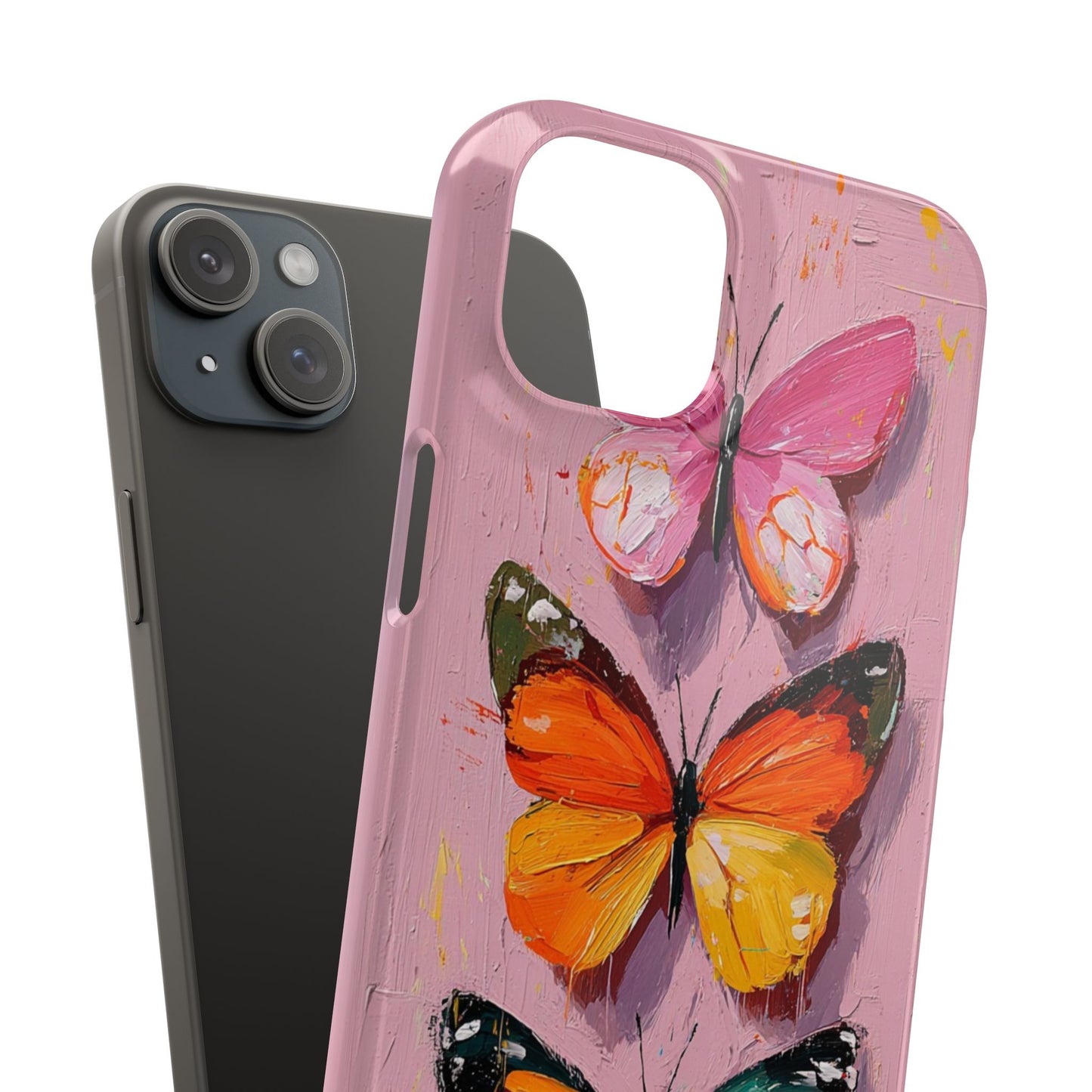 Pink Butterfly Snap Case Cover For iPhone and Samsung