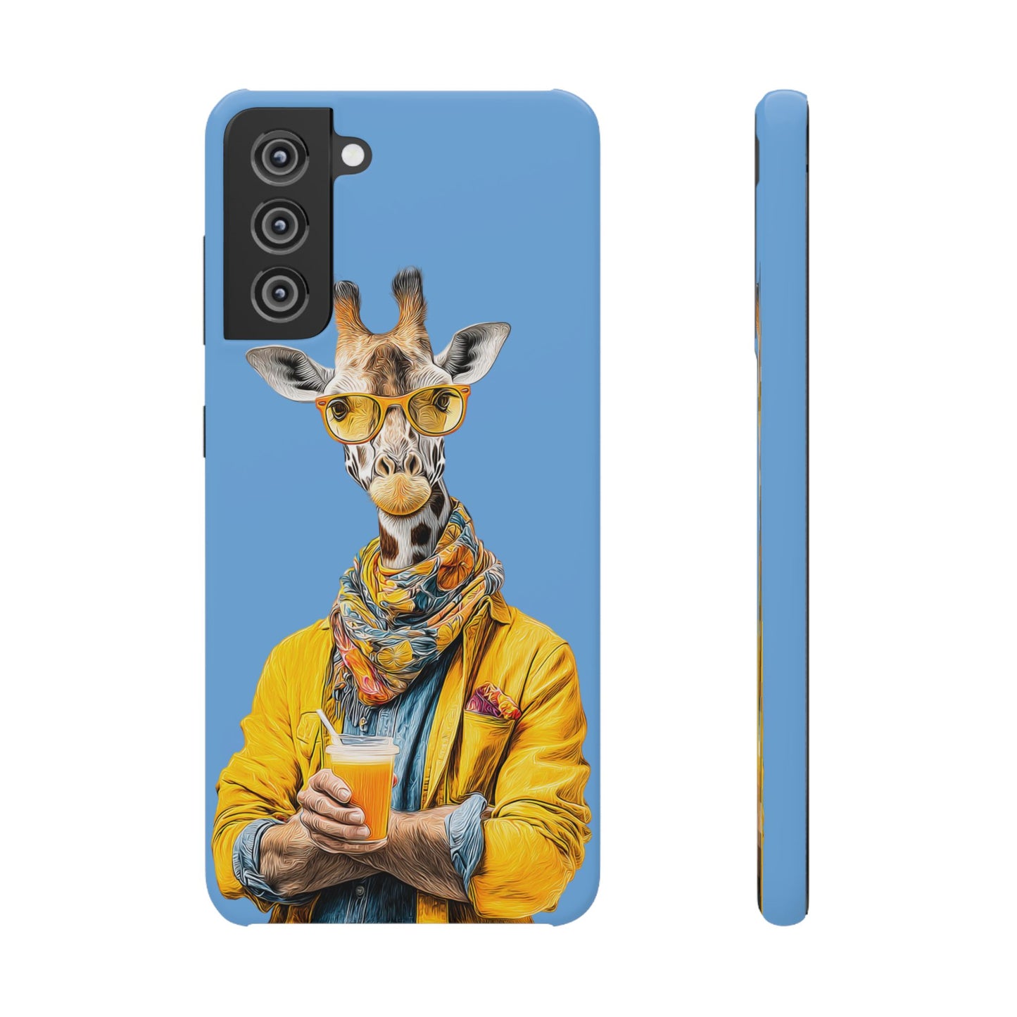 Giraffe Blue Snap Case Phone Cover for Animal Lover Iphone and Samsung models