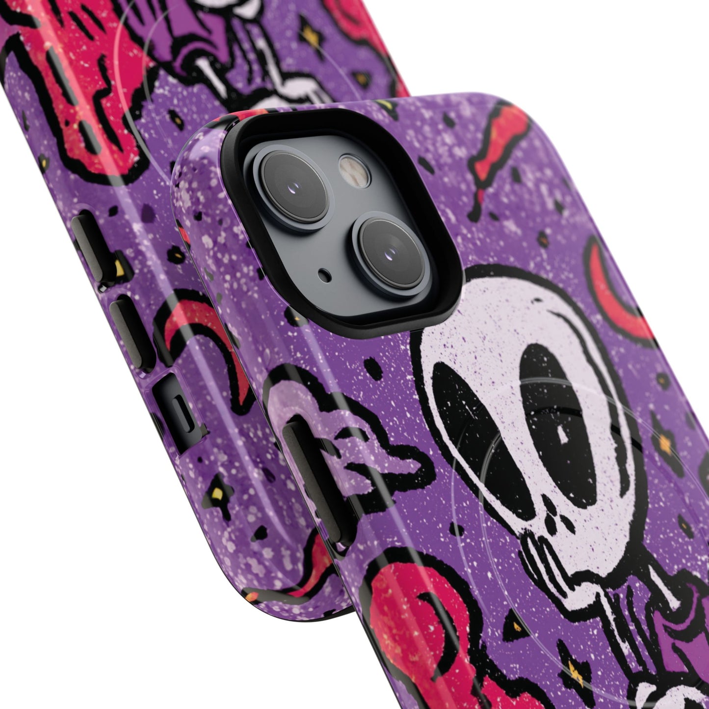 Alien Mushroom Phone Case — Cute Skeletal Space Illustration Tough Magnetic Case
