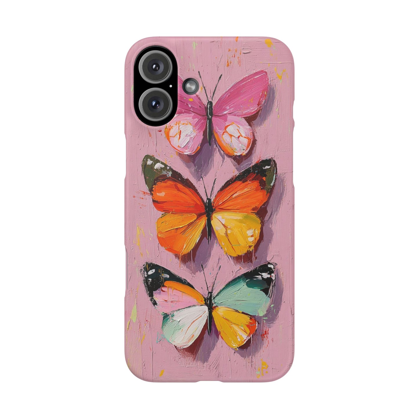 Pink Butterfly Snap Case Cover For iPhone and Samsung