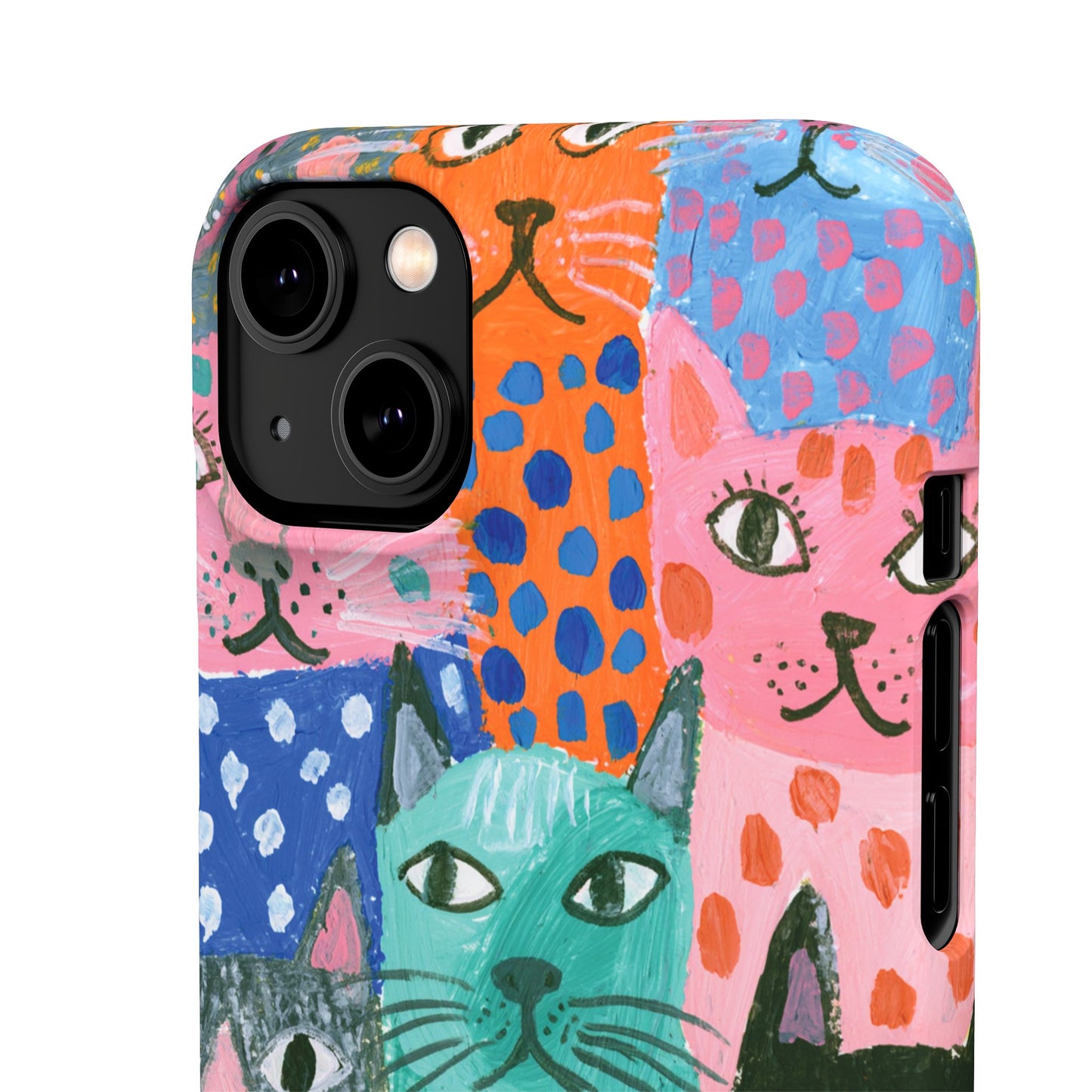 Colorful Cat Pattern Phone Case – Cute Multicolor Kitty Snap Case