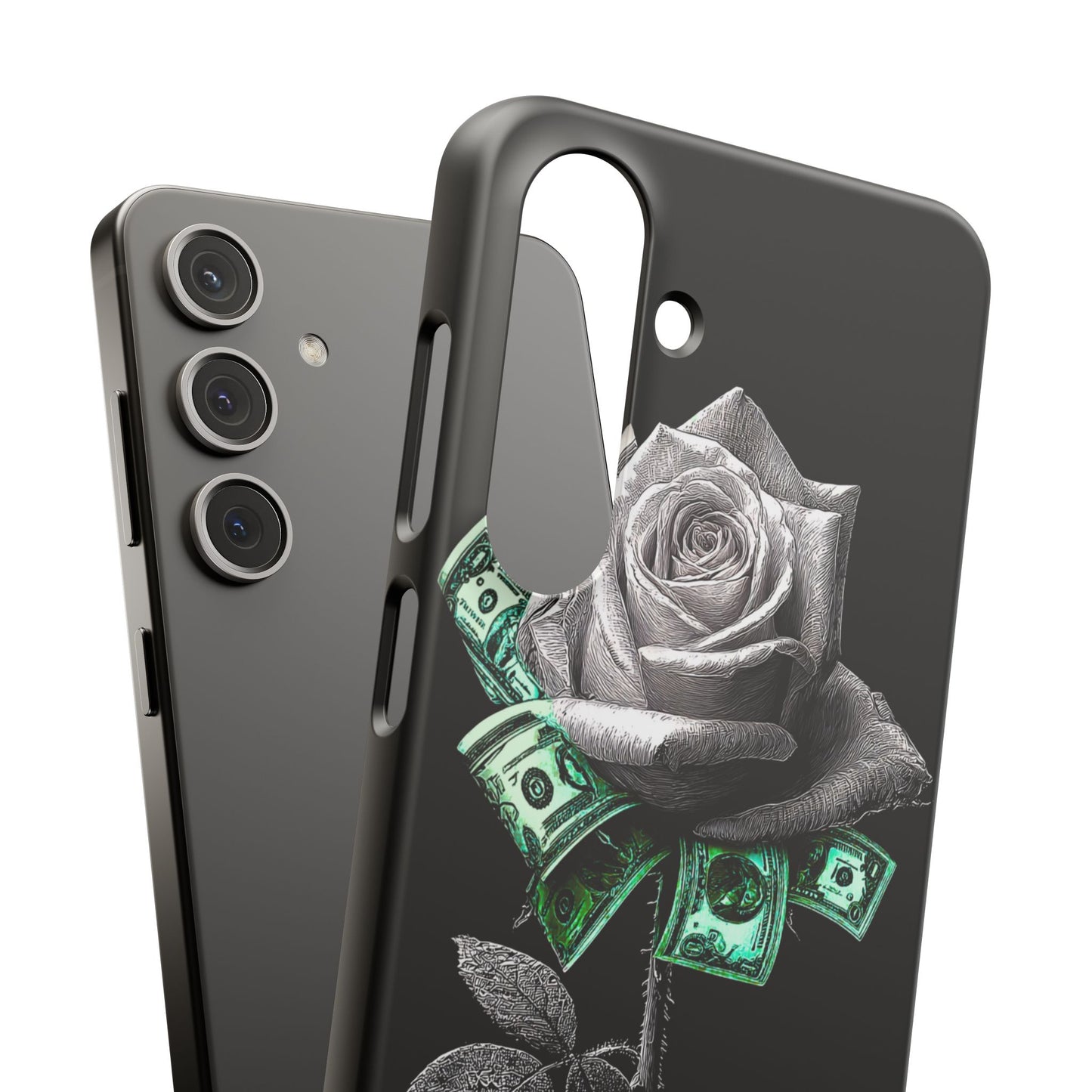 Stylish Rose & Money Snap Case - Floral Phone Protection, Trendy Gift for Him/Her, Birthday Present, Accessories for Teens