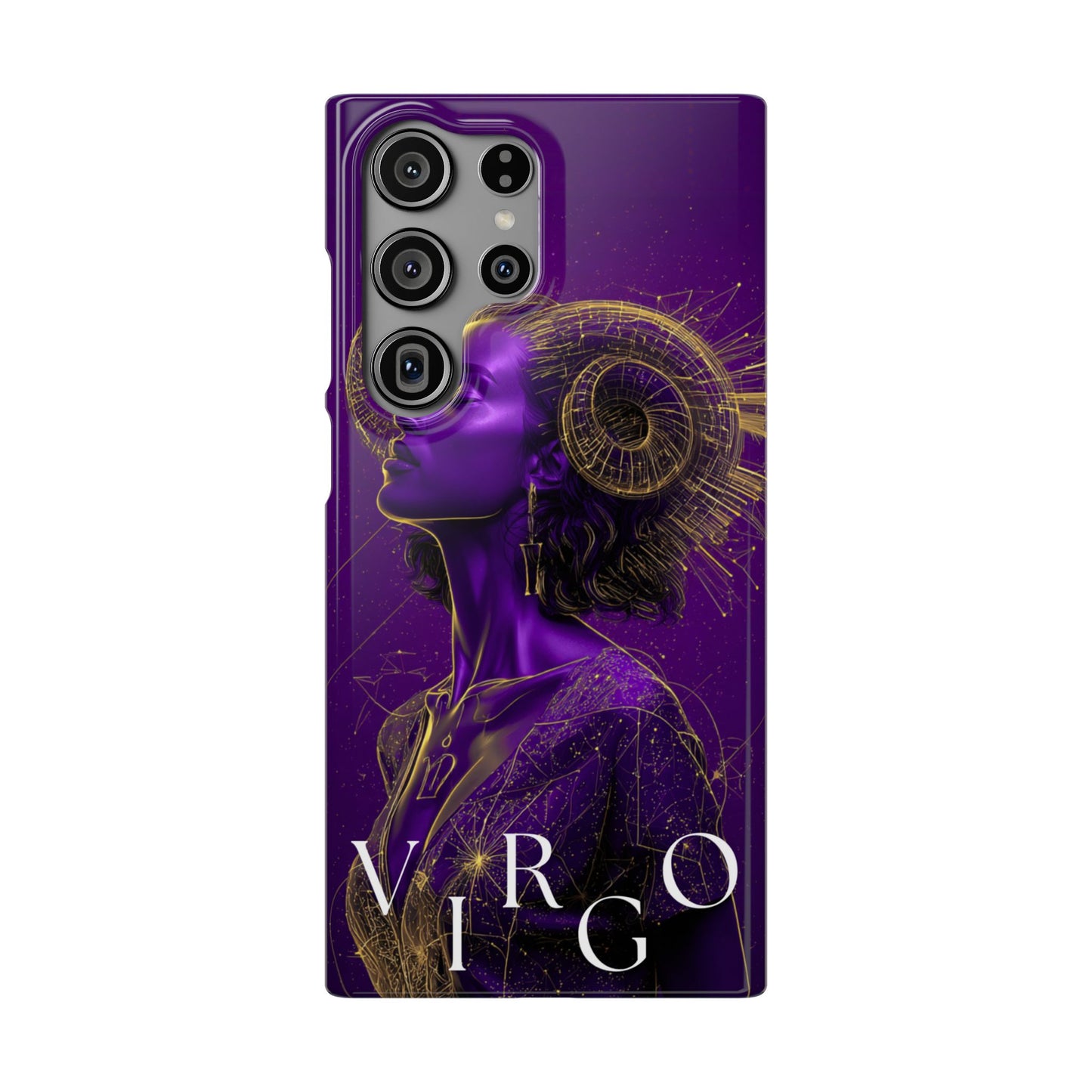 Purple & Gold Celestial Virgo Phone Case – Snap Cover for Samsung & iPhone
