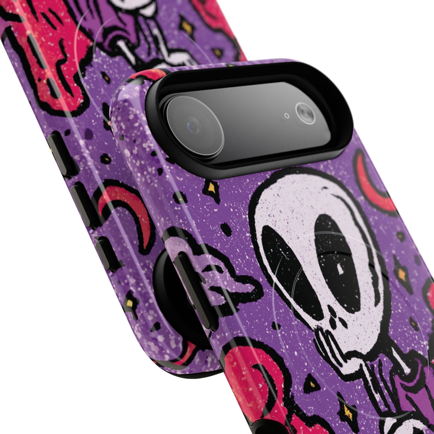 Alien Mushroom Phone Case — Cute Skeletal Space Illustration Tough Magnetic Case