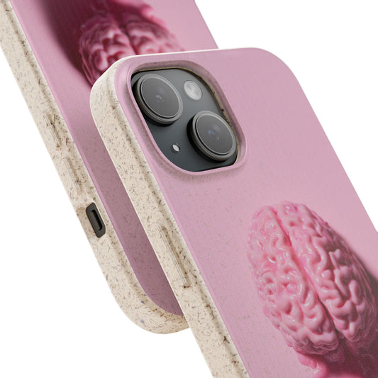 Eco-Friendly Brain Design Phone Case, Biodegradable Phone Cover, Unique Gift for Tech Lovers, Sustainable Accessory, Cute Phone Case