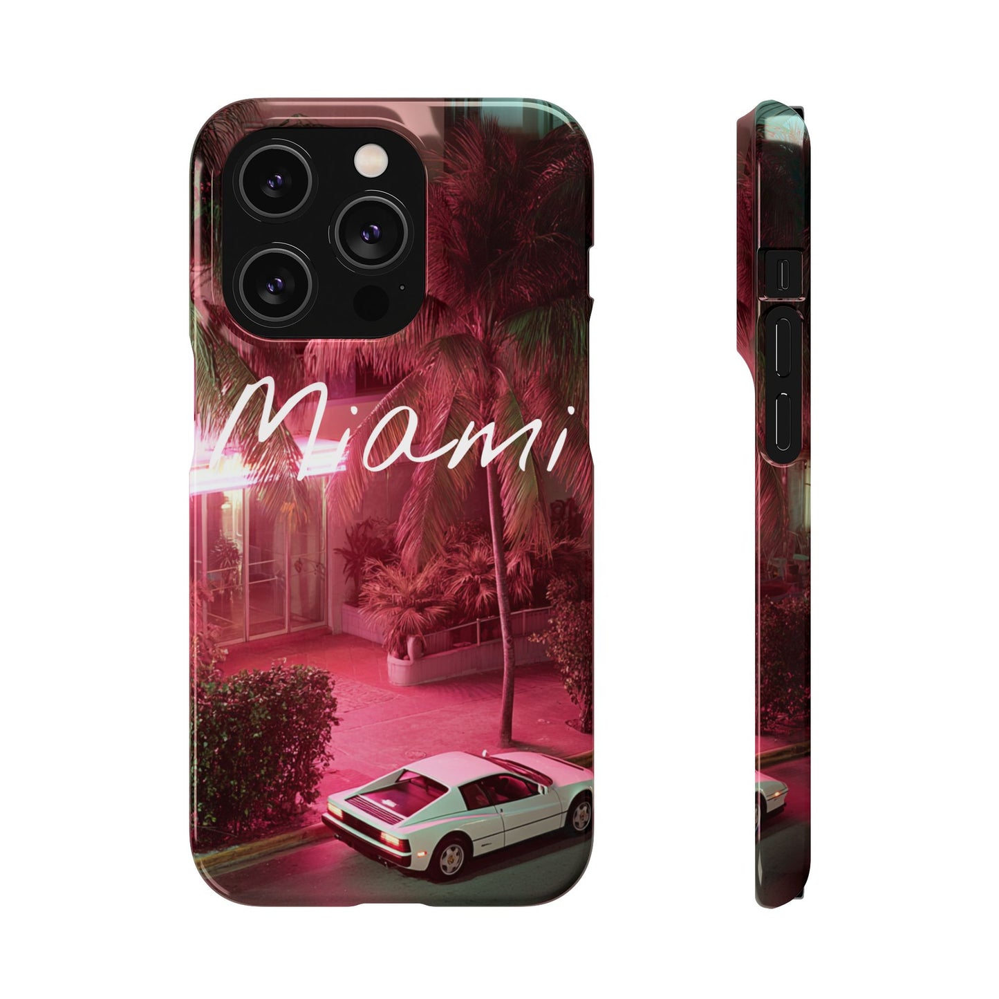 Miami Vibes Snap Case, Tropical Phone Cover, Summer Accessory, Gift for Travel Lovers, Neon Aesthetic, Beach-themed Tech